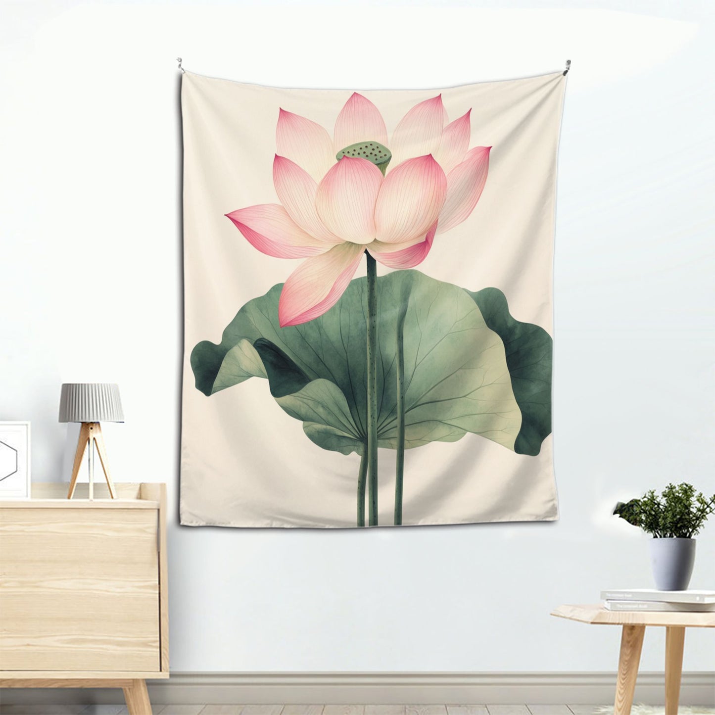 Elegant Pink Lotus Wall Tapestry - 60x51 Inches, Refreshing and Artistic Home Decoration