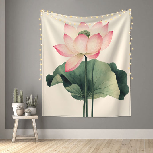 Elegant Pink Lotus Wall Tapestry - 60x51 Inches, Refreshing and Artistic Home Decoration