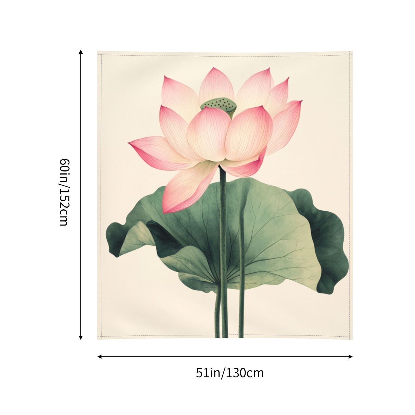 Elegant Pink Lotus Wall Tapestry - 60x51 Inches, Refreshing and Artistic Home Decoration