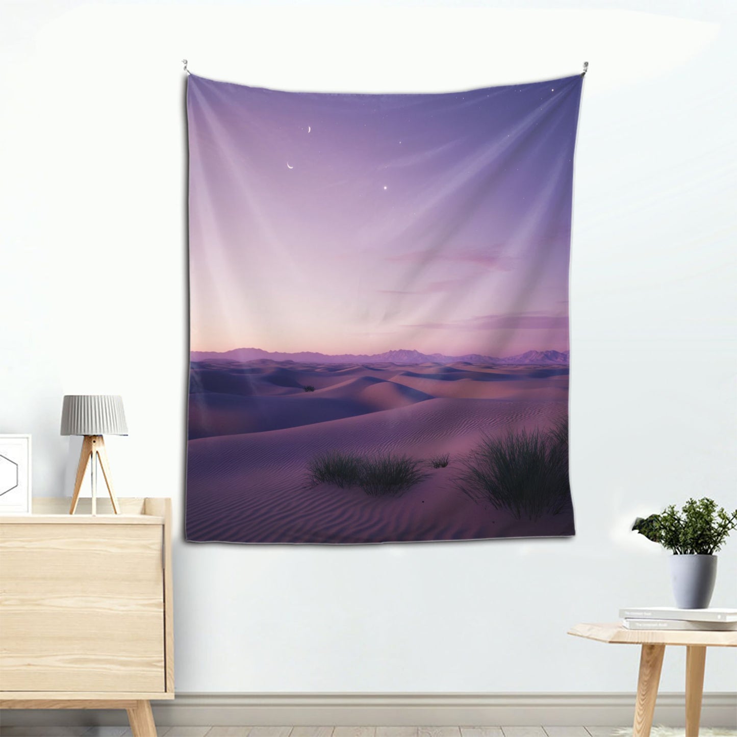 Romantic Desert Night Sky Wall Tapestry - 60x51 Inches, Dreamy and Elegant Home Decoration