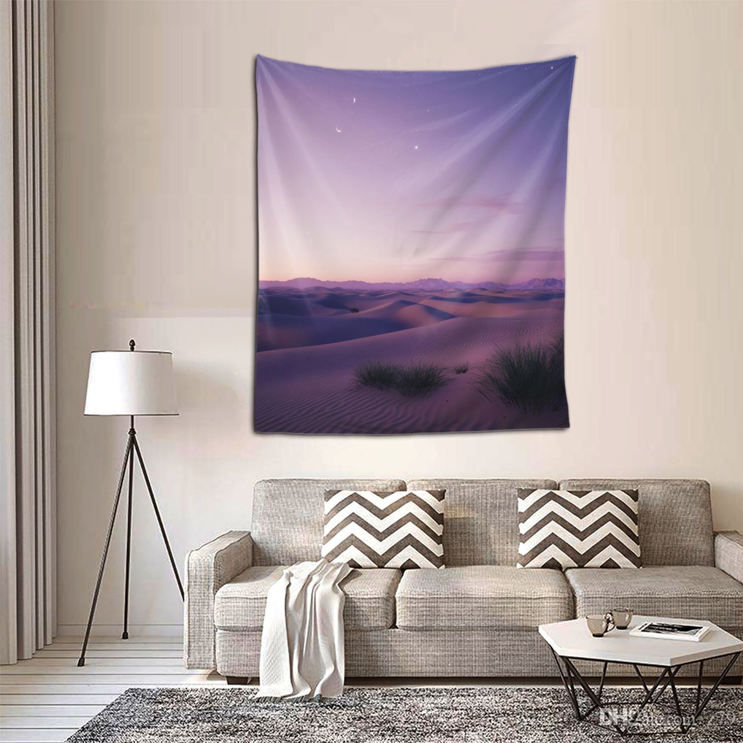 Romantic Desert Night Sky Wall Tapestry - 60x51 Inches, Dreamy and Elegant Home Decoration