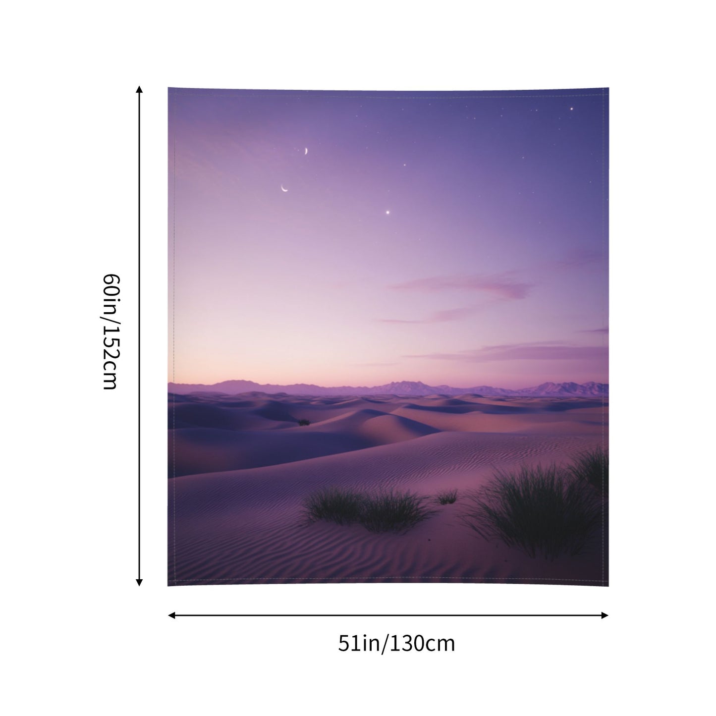 Romantic Desert Night Sky Wall Tapestry - 60x51 Inches, Dreamy and Elegant Home Decoration