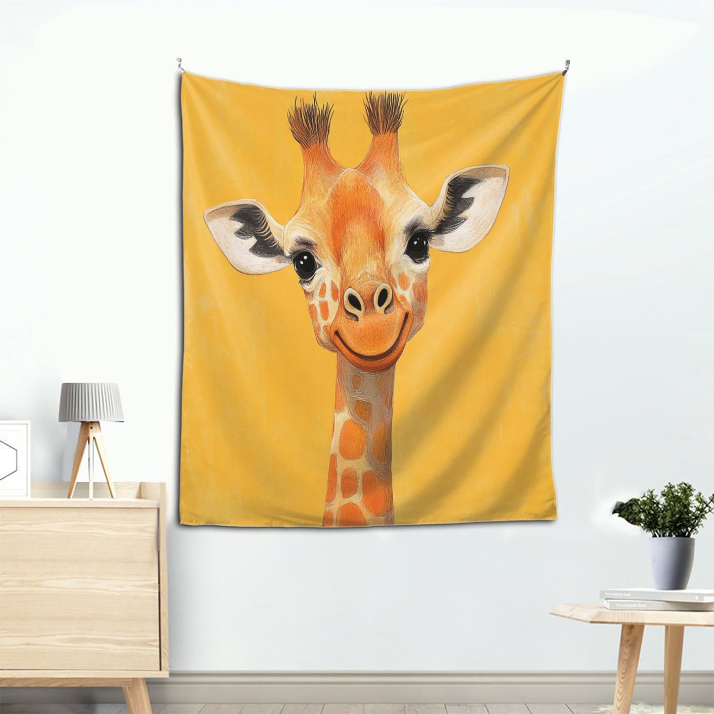 Cute Giraffe Design Wall Tapestry - 60x51 Inches, Bright and Cheerful Home Decor