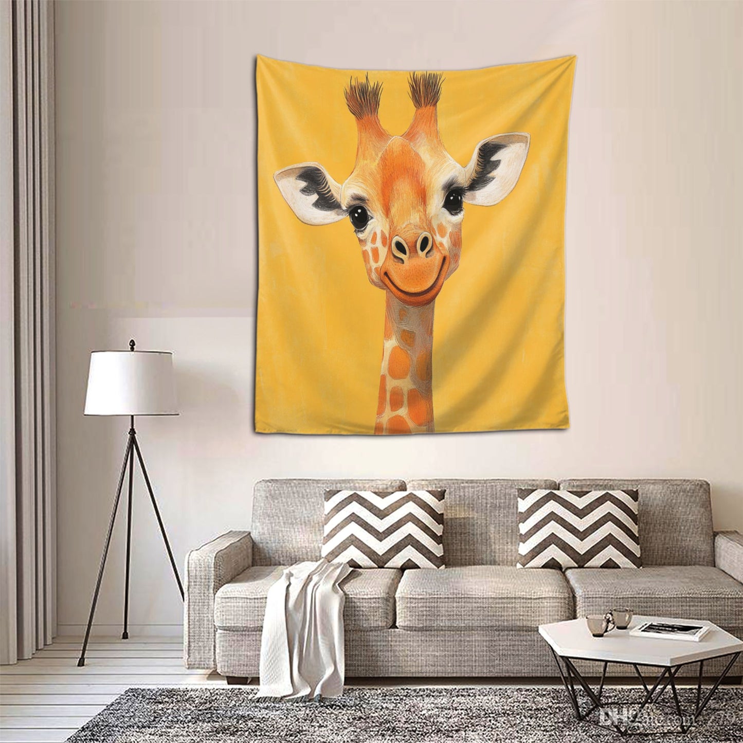 Cute Giraffe Design Wall Tapestry - 60x51 Inches, Bright and Cheerful Home Decor