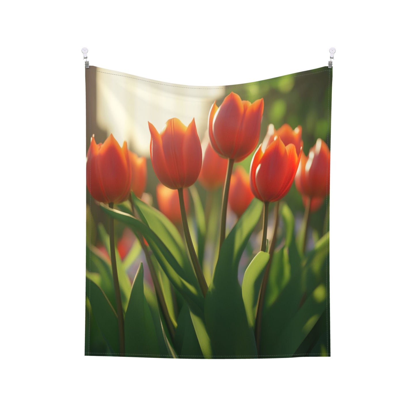 Sunlit Tulip Wall Tapestry - 60x51 Inches, Romantic and Nature-Inspired Home Decor