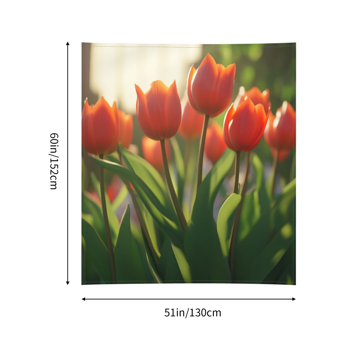 Sunlit Tulip Wall Tapestry - 60x51 Inches, Romantic and Nature-Inspired Home Decor