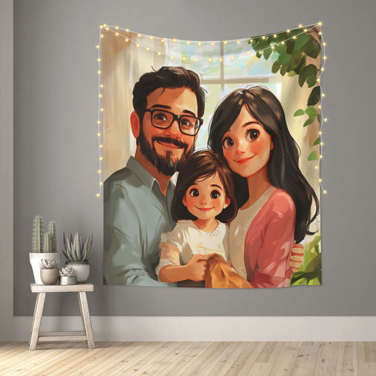 Personalized Family Portrait Tapestry - Custom Wall Art for Treasured Memories