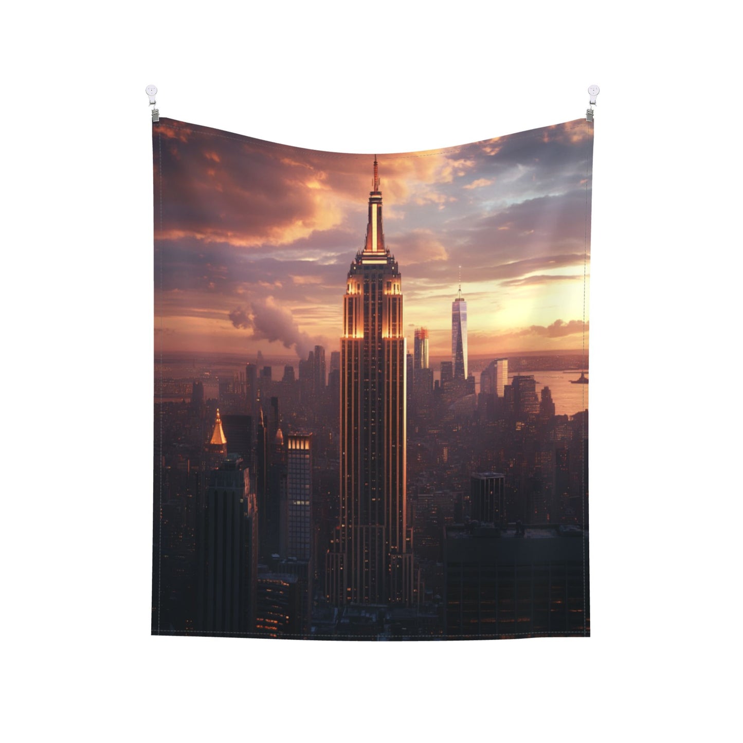 Empire State Building Sunset Wall Tapestry - 60x51 Inches, Urban Style Home Decor