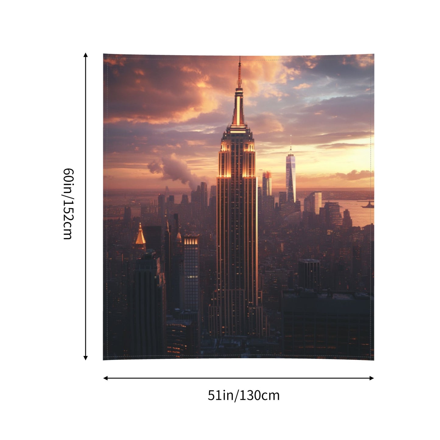 Empire State Building Sunset Wall Tapestry - 60x51 Inches, Urban Style Home Decor